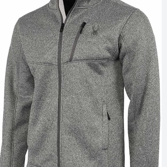 Mens Spyder Full Zip Fleece Jacket – XL – Heather Gray 🕷️❄️